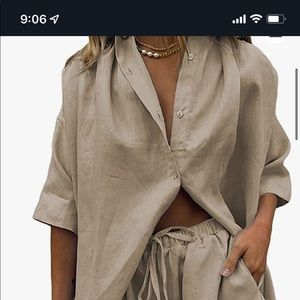 2-piece Button-Down Shirt/Shorts Set